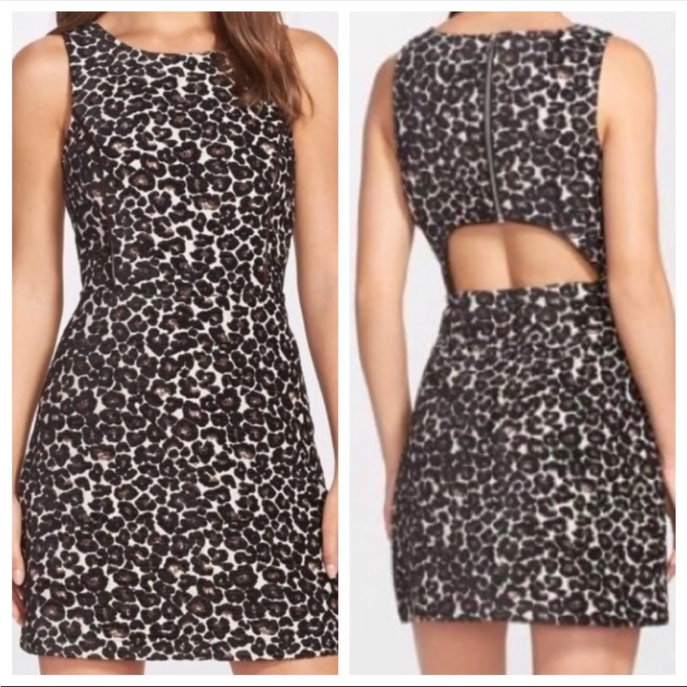 FELICITY & COCO Sleeveless Leopard Jacquard Cutout Dress | Size XS | Nordstrom